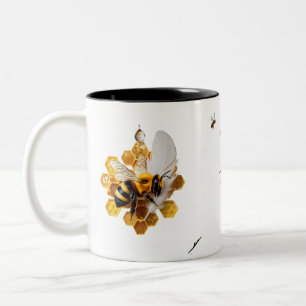 Surreal 3D Ultra-Realistic Bee Feather Honeycomb Two-Tone Coffee Mug