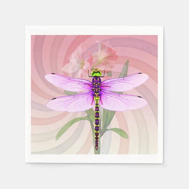 Surreal 60’s Theme Dragon Fly Napkins (Front)