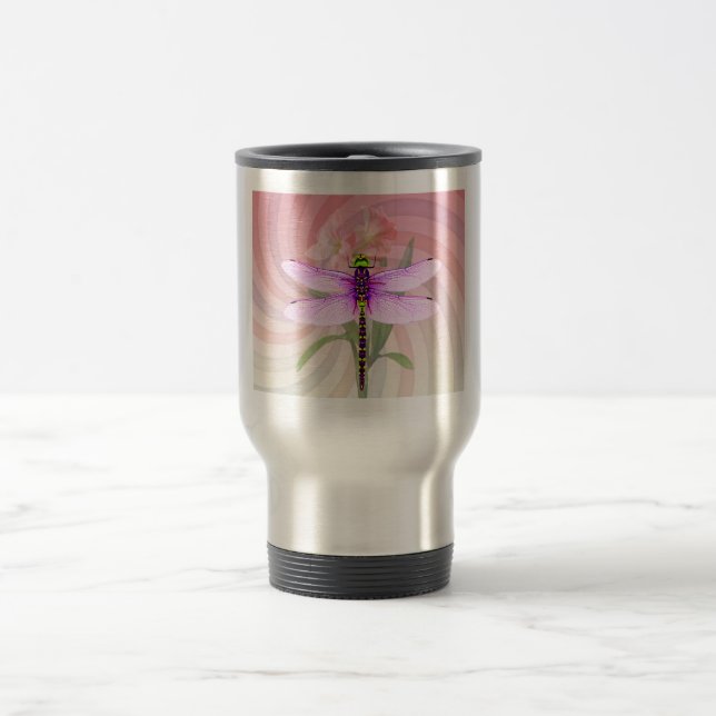 Surreal 60’s Theme Dragon Fly Travel Mug (Center)