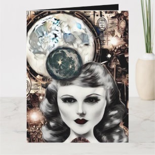 Surreal Abstract Art Deco Woman’s Face Letterpress Thank You Card