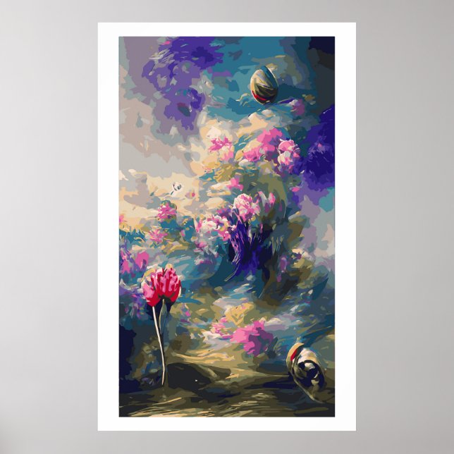 Surreal abstract flowers landscape poster No 3 (Front)