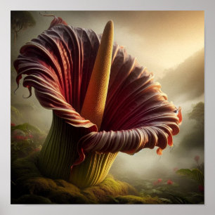 Surreal Abstract Fusion of Titan Arum and Jungle Poster