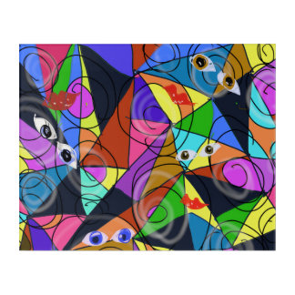 Surreal Abstract Geometric Patterns with Eyes  Acrylic Print