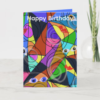Surreal Abstract Geometric Patterns with Eyes  Card