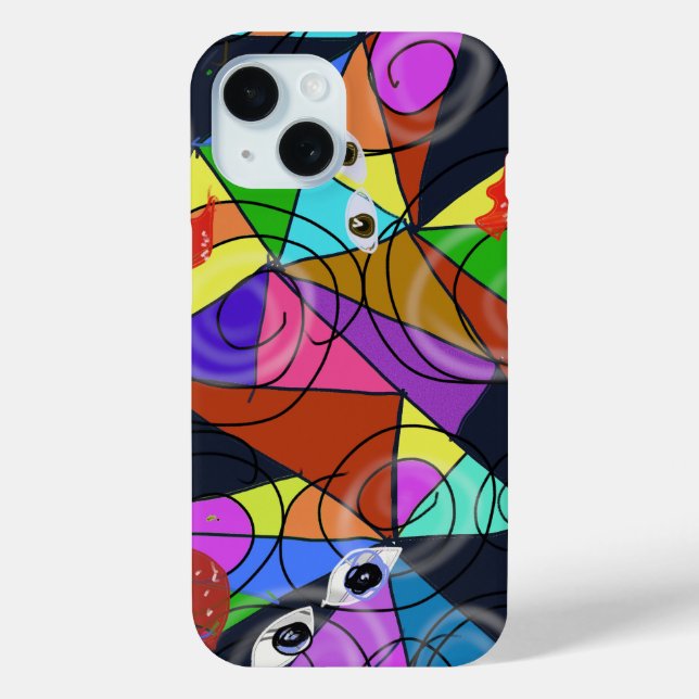 Surreal Abstract Geometric Patterns with Eyes  Case-Mate iPhone Case (Back)