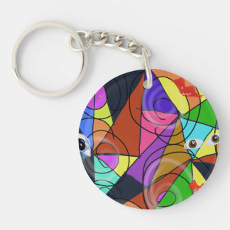 Surreal Abstract Geometric Patterns with Eyes  Keychain