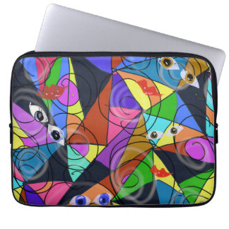 Surreal Abstract Geometric Patterns with Eyes  Laptop Sleeve
