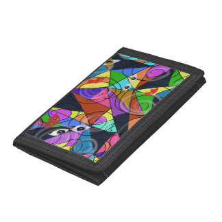 Surreal Abstract Geometric Patterns with Eyes  Trifold Wallet