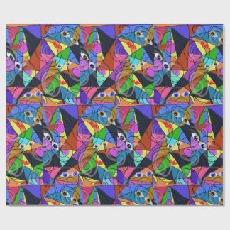 Surreal Abstract Geometric Patterns with Eyes  Wrapping Paper