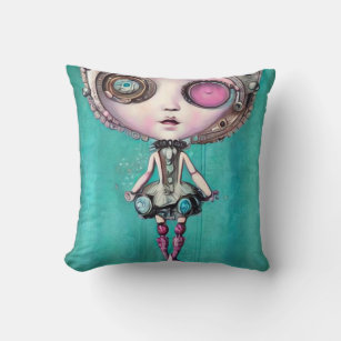 Surreal Abstract Strange Doll Throw Pillow