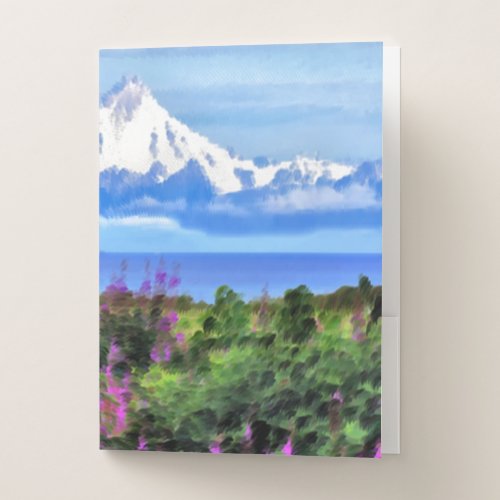 Surreal Alaskan Wilderness painting Pocket Folder