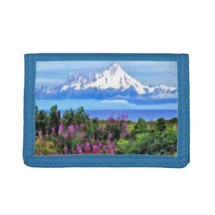 Surreal Alaskan Wilderness painting Trifold Wallet