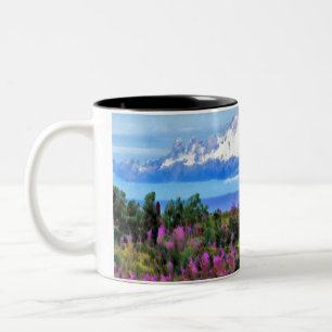 Surreal Alaskan Wilderness painting Two-Tone Coffee Mug