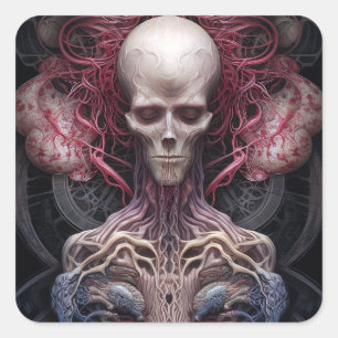 Surreal Anatomy Horror Sci-Fi Art Square Sticker