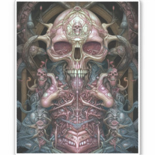 Surreal Anatomy Skull Horror Sci-Fi Art Sticker