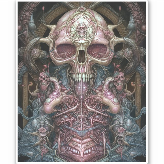 Surreal Anatomy Skull Horror Sci-Fi Art  Sticker (Front)