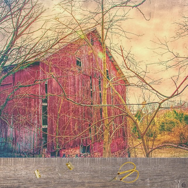Surreal and Gorgeous Red Barn Tissue Paper (Creator Uploaded)