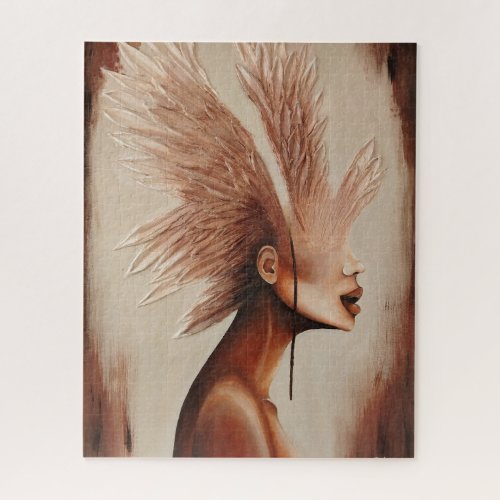 Surreal Angel Wings Portrait Jigsaw Puzzle - Fine