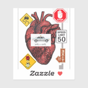 Surreal Arabic Taxi Heart Traffic Signs Sticker