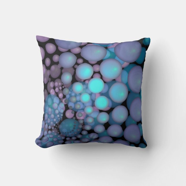 Surreal Art Fractal Turquoise Balls Throw Pillow (Front)