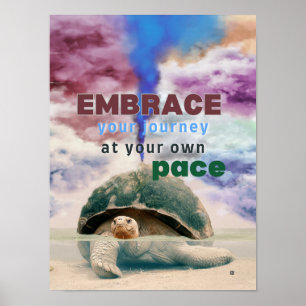 Surreal art Inspirational Turtle quote Poster
