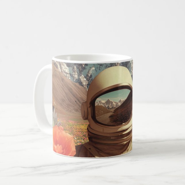 Surreal Astronaut In Flower Field Coffee Mug (Front Left)