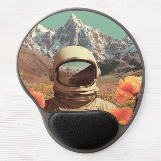 Surreal Astronaut In Flower Field Gel Mouse Pad (Front)