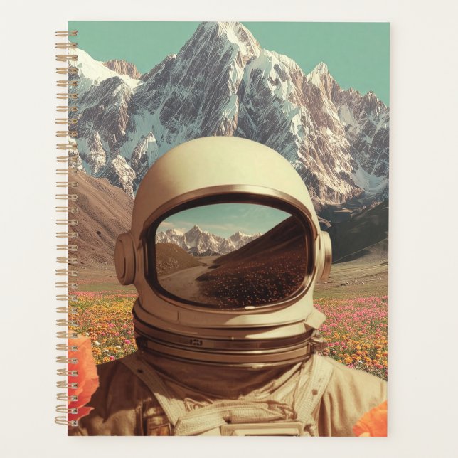 Surreal Astronaut In Flower Field Planner (Front)