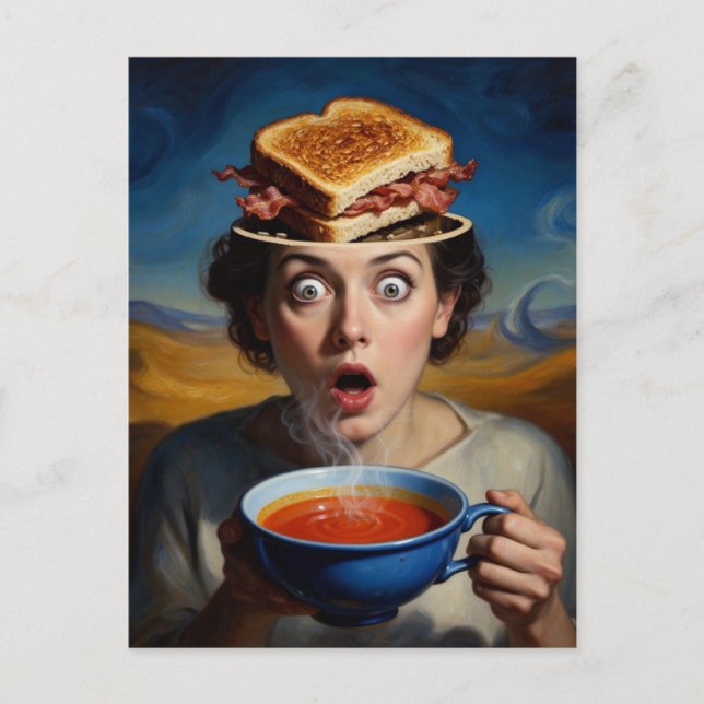 Surreal Bacon Sandwich and Soup Postcard (Front)