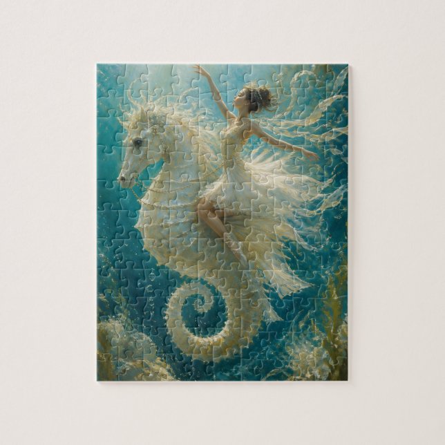 Surreal Ballerina and Seahorse Fantasy Jigsaw Puzzle (Vertical)