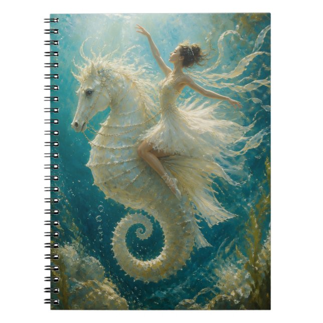 Surreal Ballerina and Seahorse Fantasy Notebook (Front)