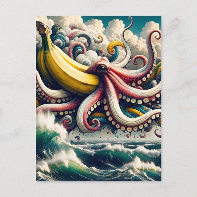 Surreal Banana Octopus Postcard (Front)