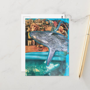 Surreal Bar Scene Whale of a Time Postcard