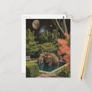 Surreal Beautiful Elephant in the pool Postcard