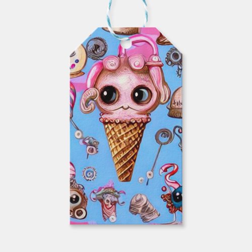 Surreal Big Eyes Ice Cream Cone Gift Tags