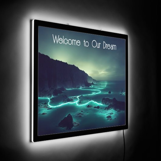 Surreal Bioluminescent Sea  LED Sign (Angle)
