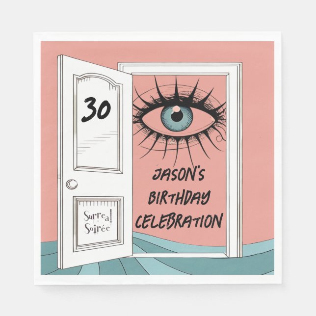 Surreal birthday, 30th surrealism soiree napkins (Front)