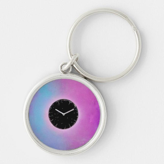 Surreal Black Clock Face Keychain (Front)