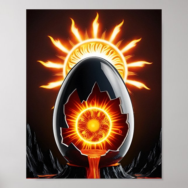 Surreal Black egg with sun Poster (Front)