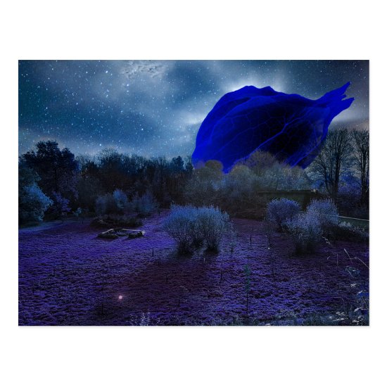 Surreal blue landscape postcard