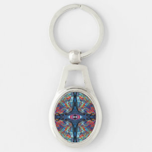 Surreal Blue Trippy Eye Visionary Art Keychain