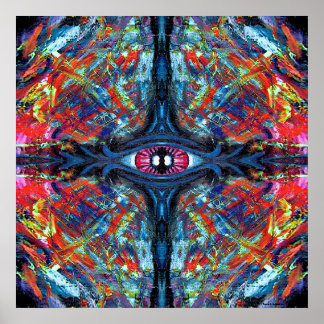 Surreal Blue Trippy Eye Visionary Art Poster