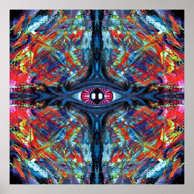 Surreal Blue Trippy Eye Visionary Art Poster (Front)