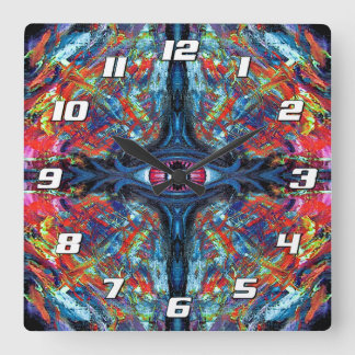 Surreal Blue Trippy Eye Visionary Art Square Wall Clock