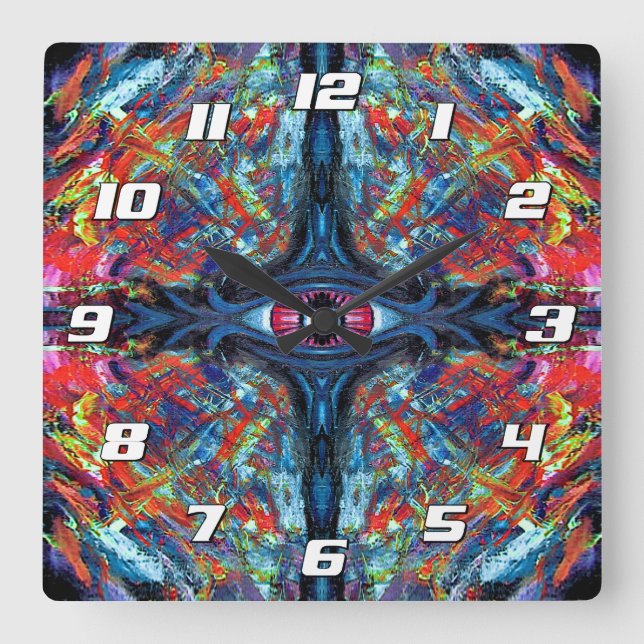 Surreal Blue Trippy Eye Visionary Art Square Wall Clock (Front)