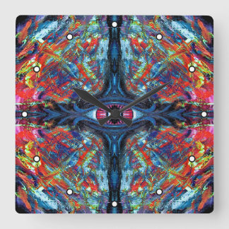 Surreal Blue Trippy Eye Visionary Art Square Wall Clock