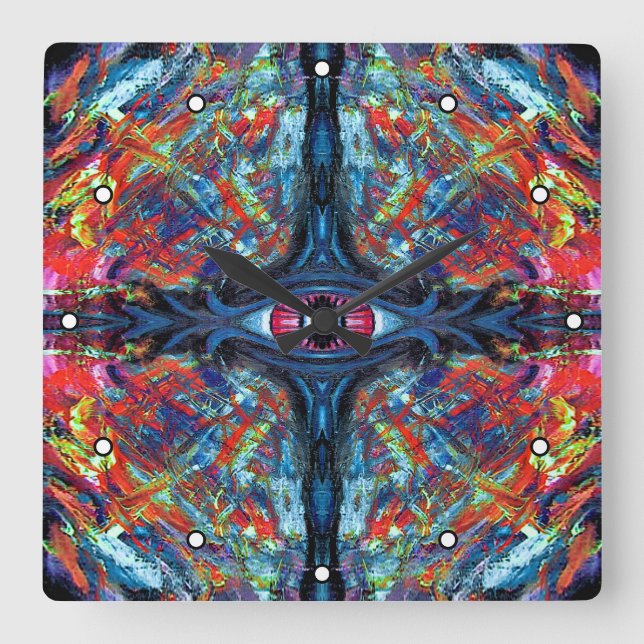 Surreal Blue Trippy Eye Visionary Art Square Wall Clock (Front)
