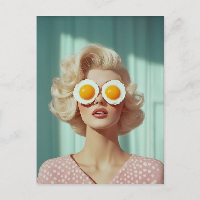 Surreal Breakfast Fashion Portrait Postcard (Front)