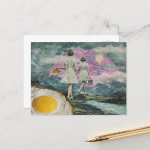 Surreal Breakfast Woman with Bacon and Eggs Postcard