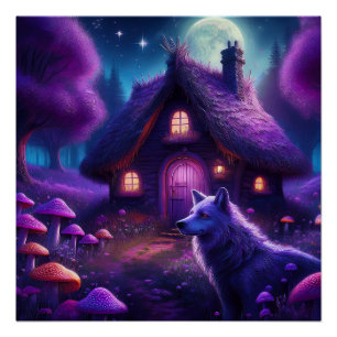 Surreal Cabin In The Woods Poster